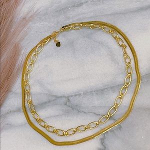 New Gold layering necklace set, double chain